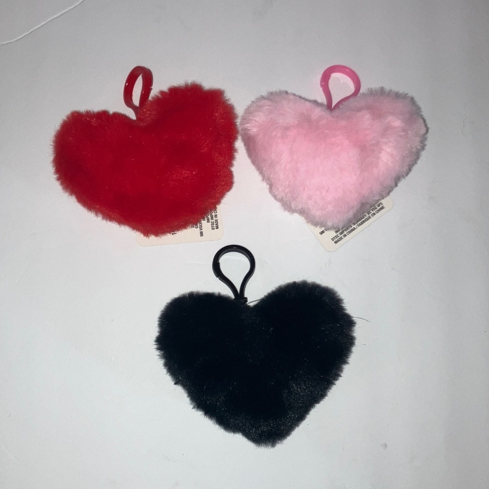 Heart-Shaped Fluffy Keychains Set
